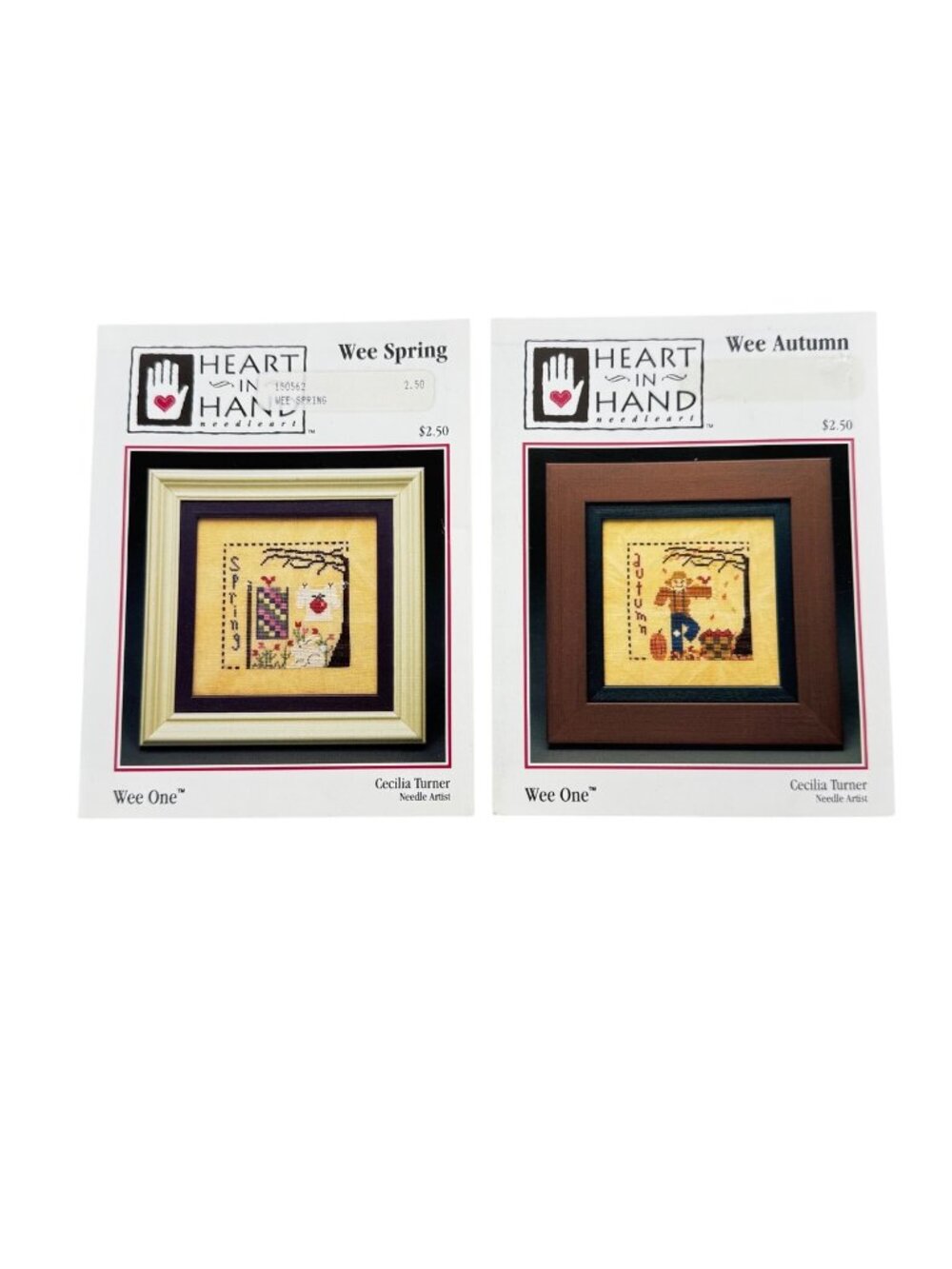 Heart In Hand Counted Cross Stitch Pattern Leaflet Wee Autumn Wee Spring Chart